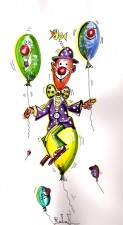 "Ich folge Impulsen, und wenn ich in irgendeiner Situation bin und dieser Clown meldet sich wieder und es ist unangemessen, dann folge ich ihm trotzdem." Illustration: Roland Grundheber