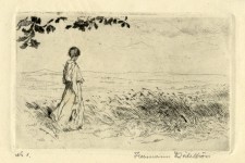 Hermann Kätelhön: "Der Spaziergang", Linienradierung (um 1910).